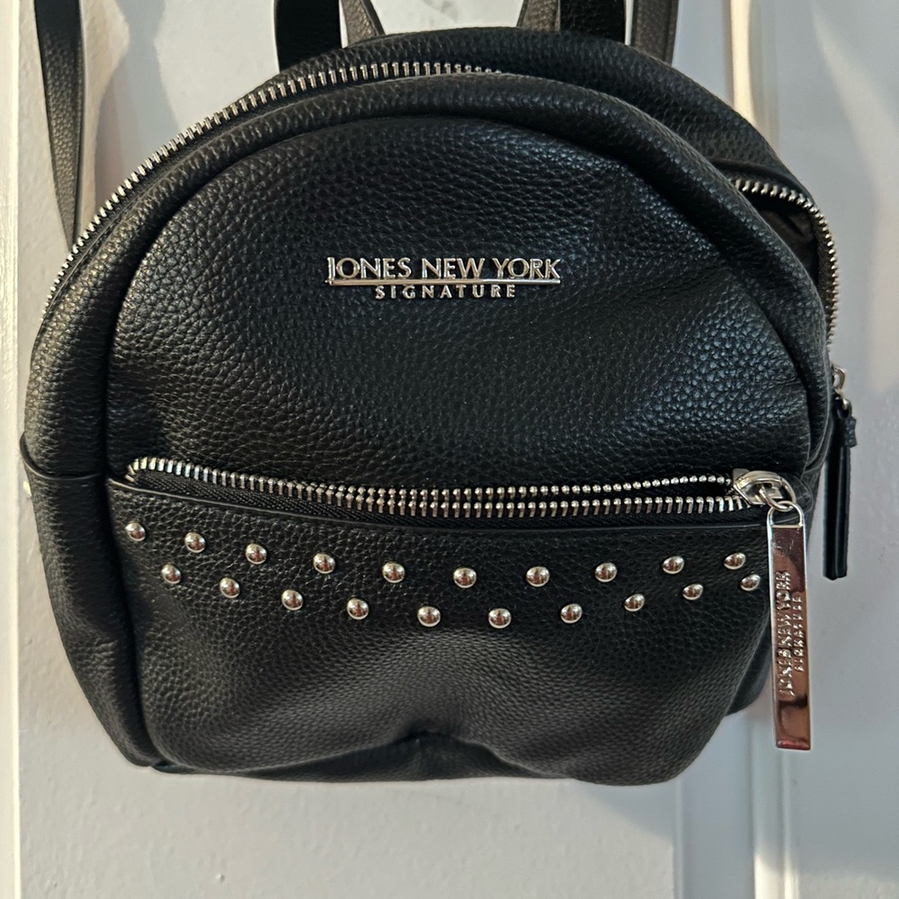 Jones New York mini backpack with silver studs and zipper